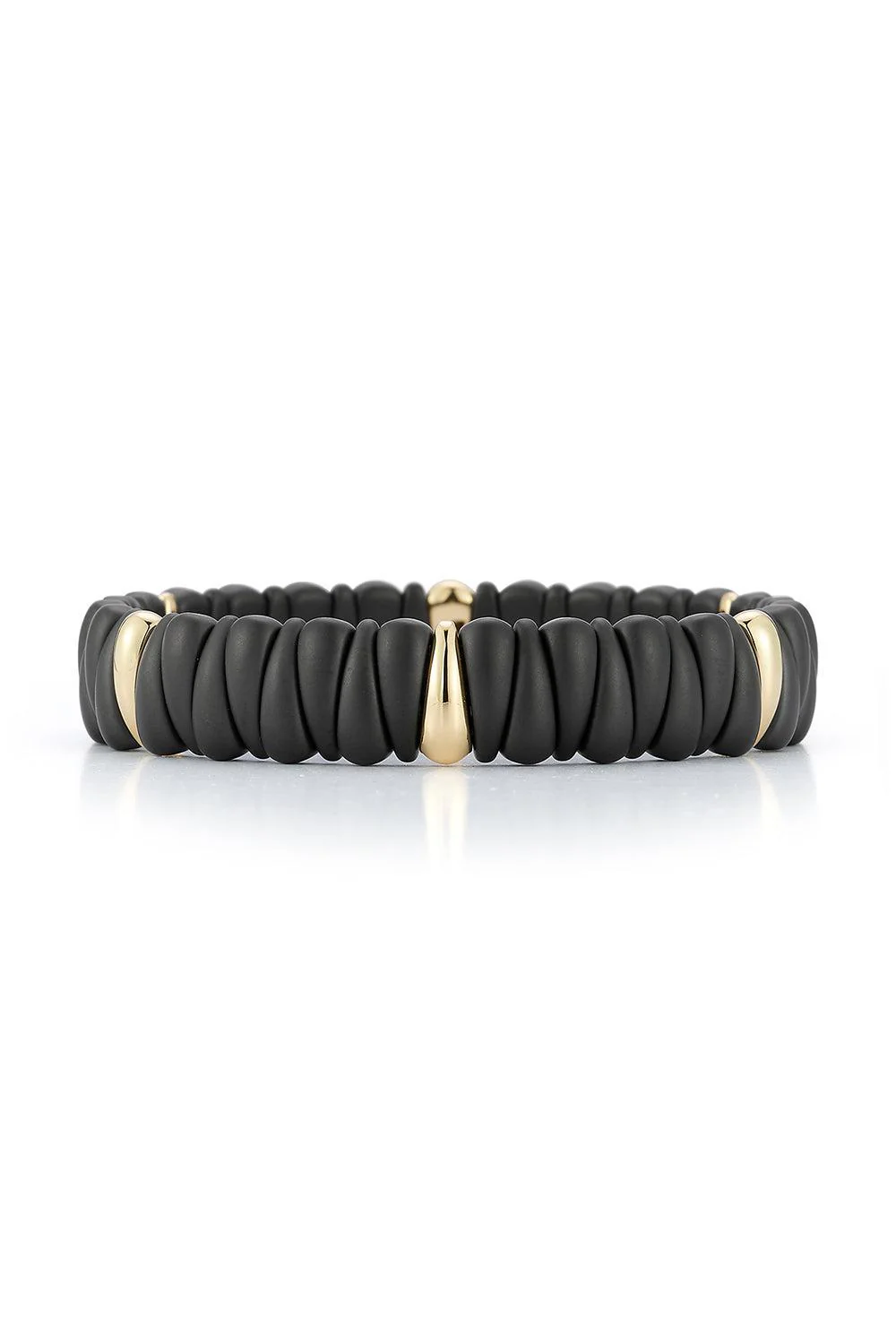 Extra Small Matte Black Six Section Stretch Bracelet