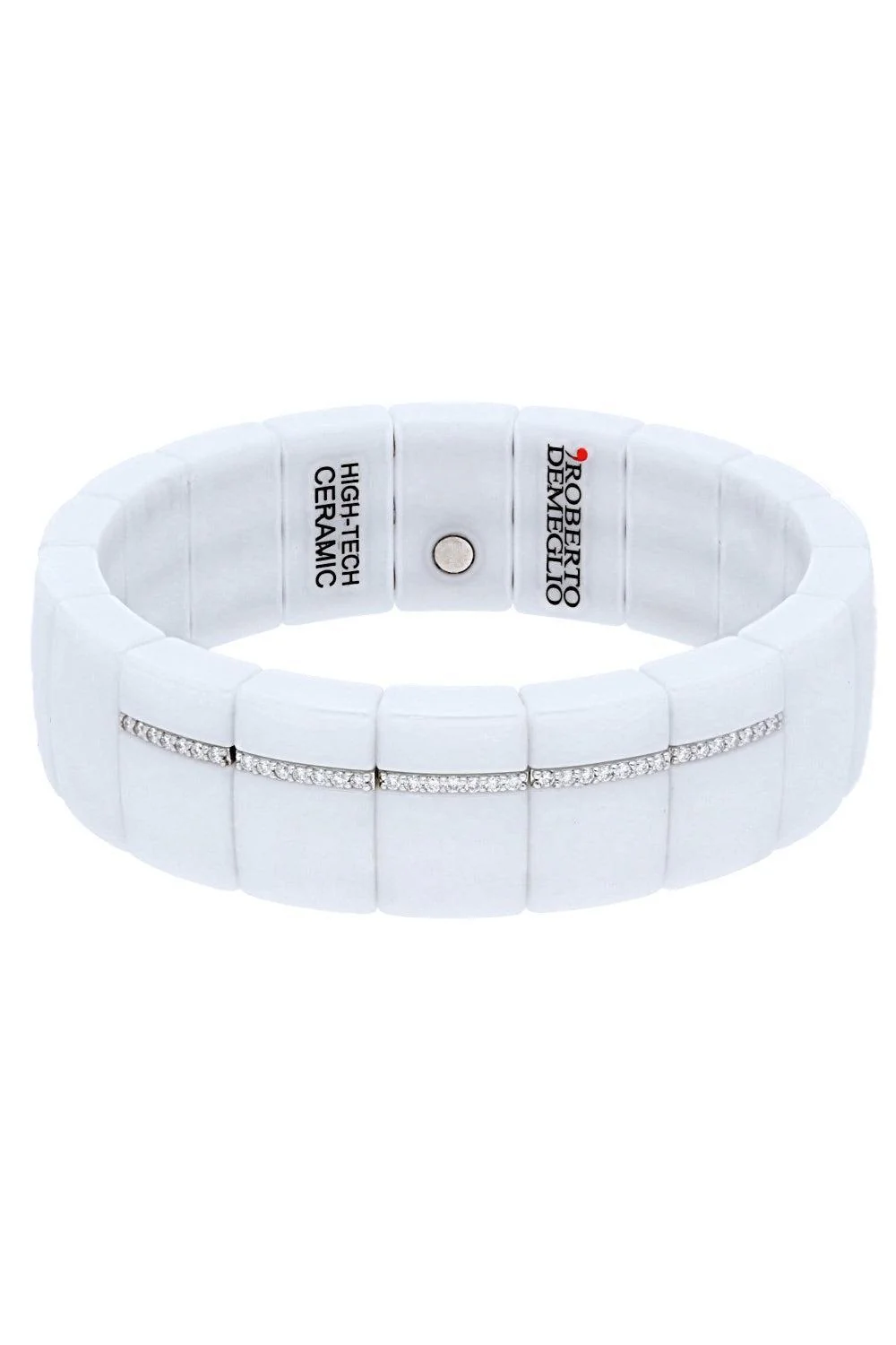 Five Diamond Bar Domino Rectangular Ceramic Stretch Bracelet