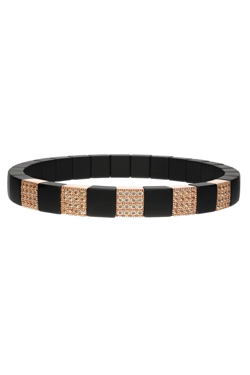 Five Diamond Matte Black Scacco Stretch Bracelet