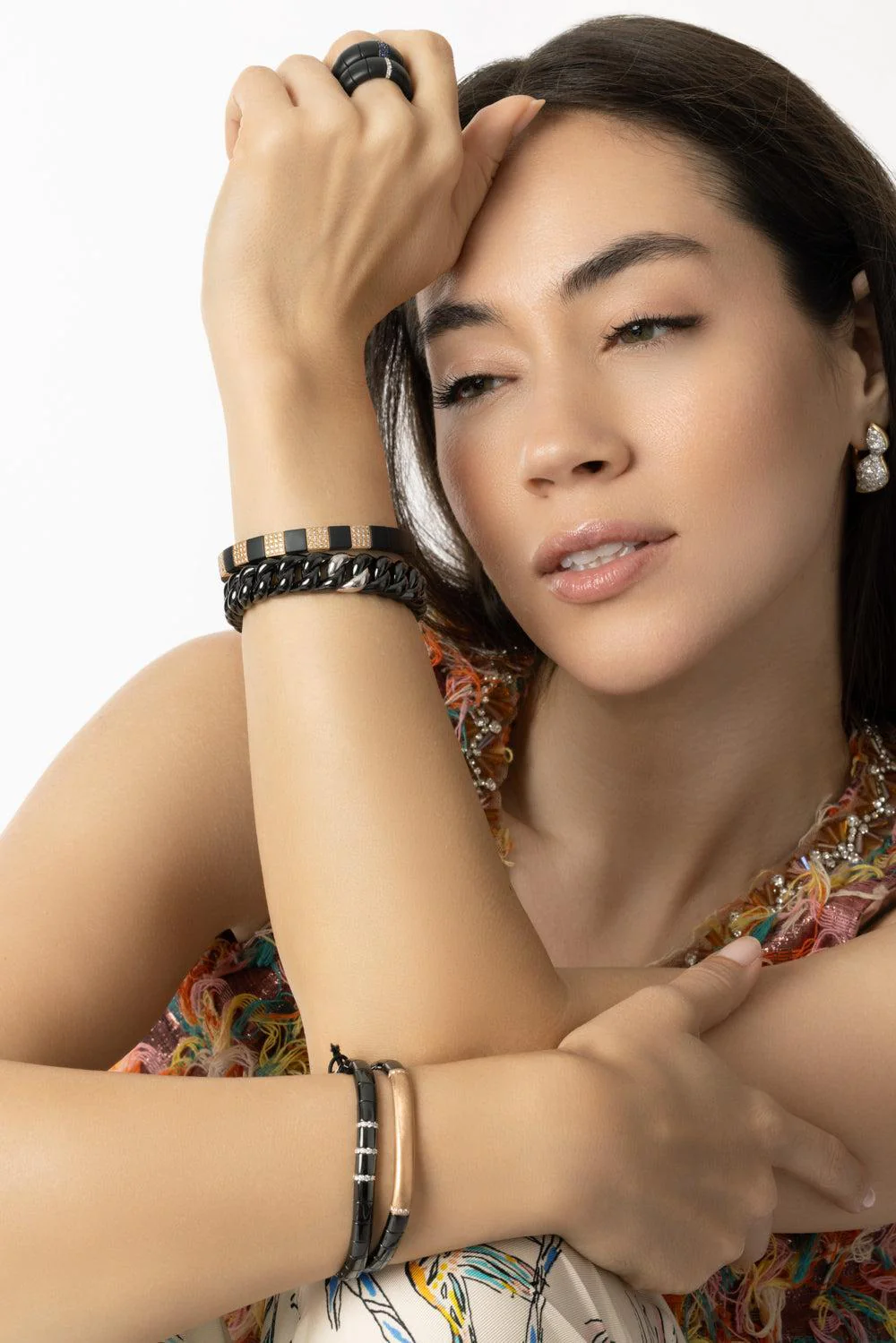Diamond Bar Black Pura Stretch Bracelet - Image 3