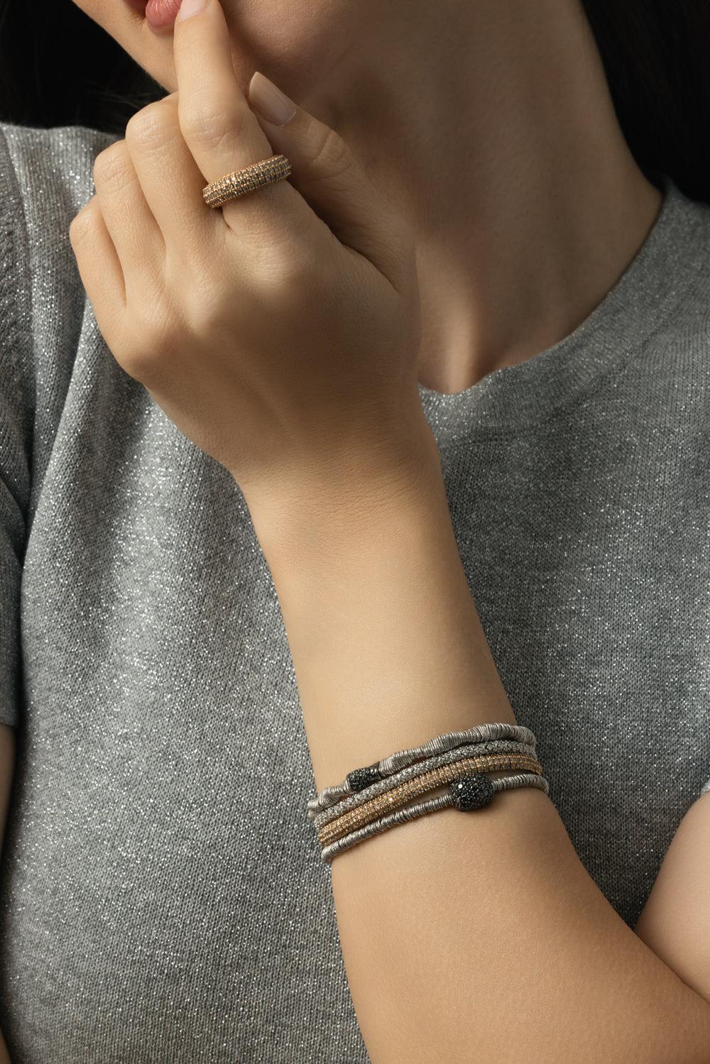 Five Row Diamond Giocconda Stretch Bracelet - Image 2