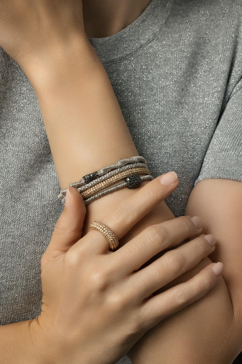 Five Row Diamond Giocconda Stretch Bracelet - Image 3