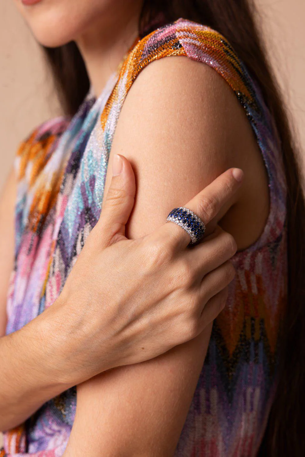 Giotto Blue Sapphires Stretch Ring - Image 2