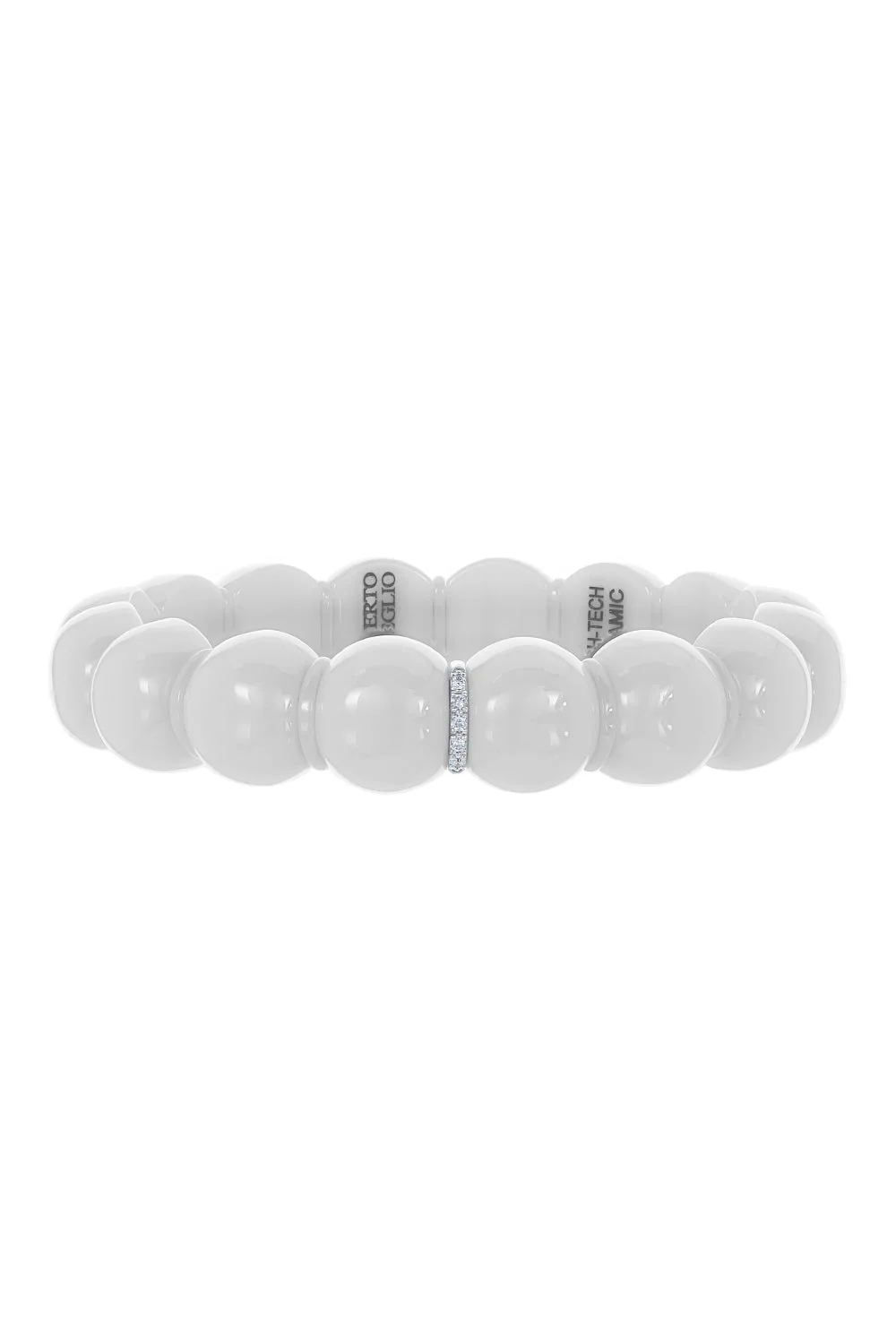 Gold Diamond Bar White Ceramic Dama Stretch Bracelet