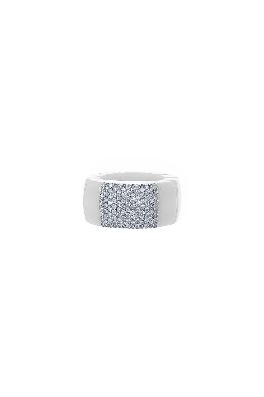 Gold Diamond Section White Ceramic Domino Ring