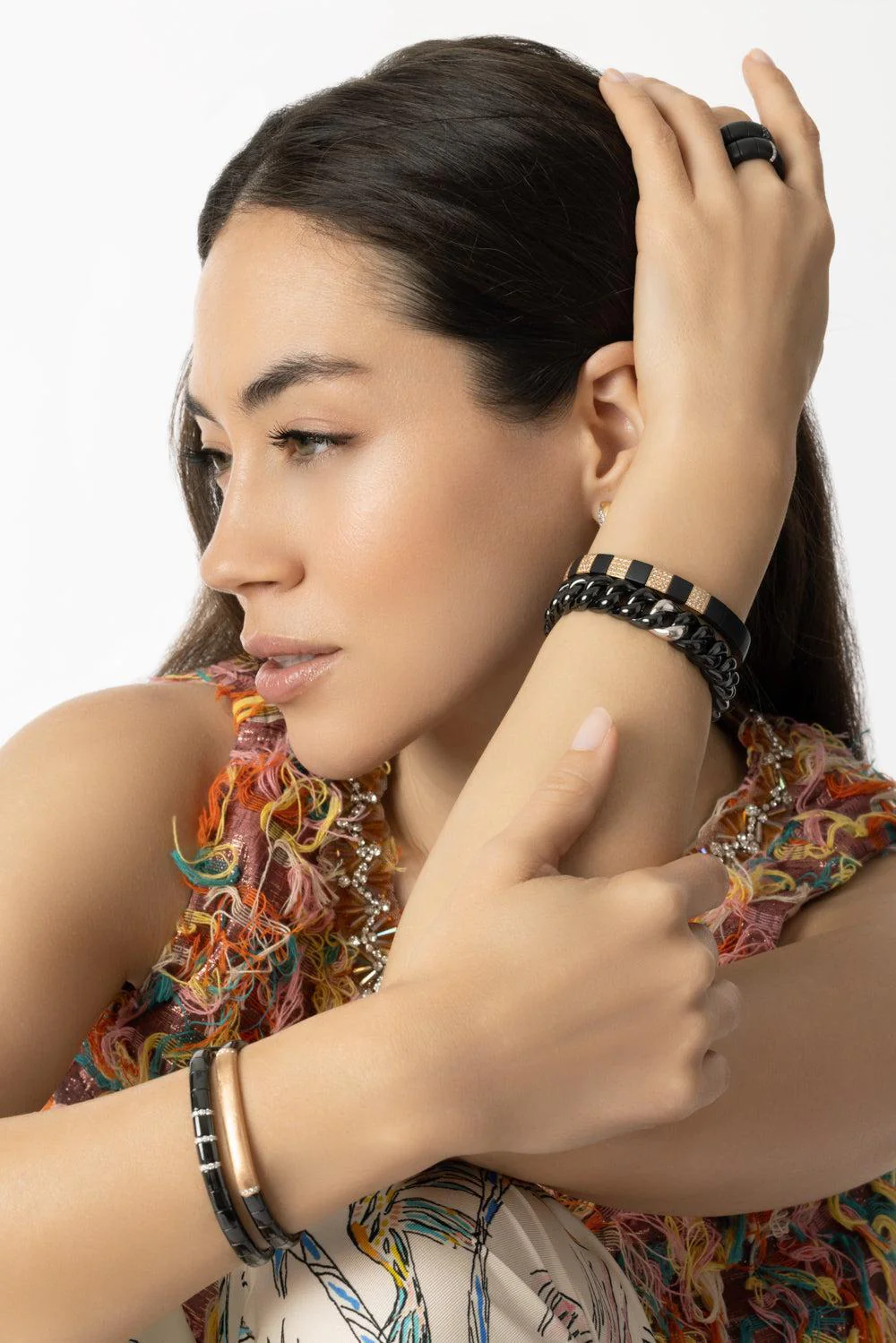 Gold Link Cuban Groumette Stretch Bracelet - Image 3