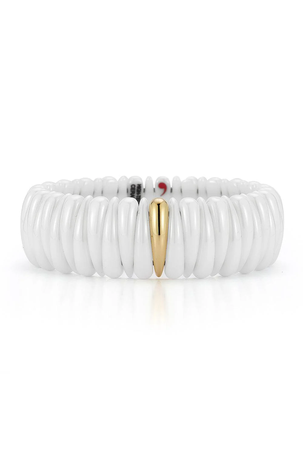 Gold Link White Ceramic Artiglio Stretch Bracelet