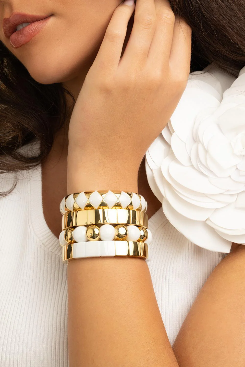 Gold Overlay Square Stretch Bracelet - Image 4