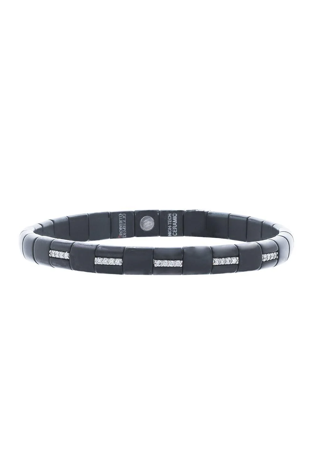 Matte Black Ceramic Diamond Bar Pura Bracelet