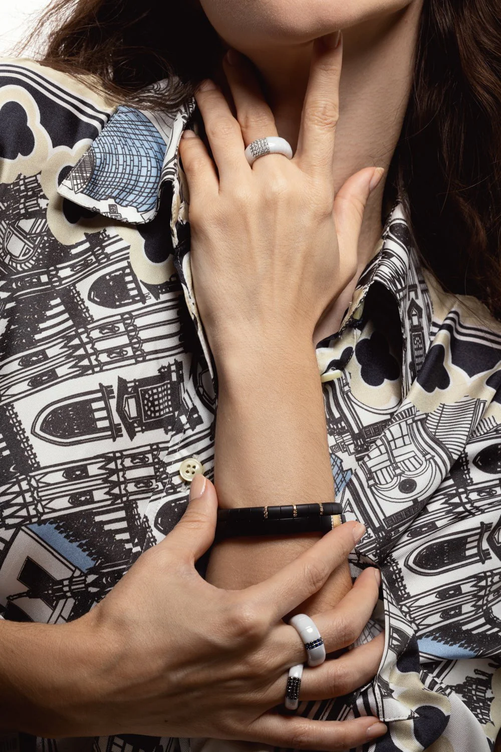 Matte Black Ceramic Champagne Diamond Pura Bracelet - Image 3