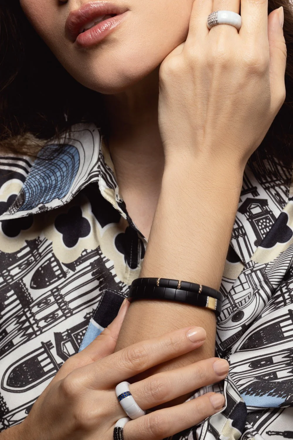 Matte Black Ceramic Diamond Bar Scacco Bracelet - Image 4