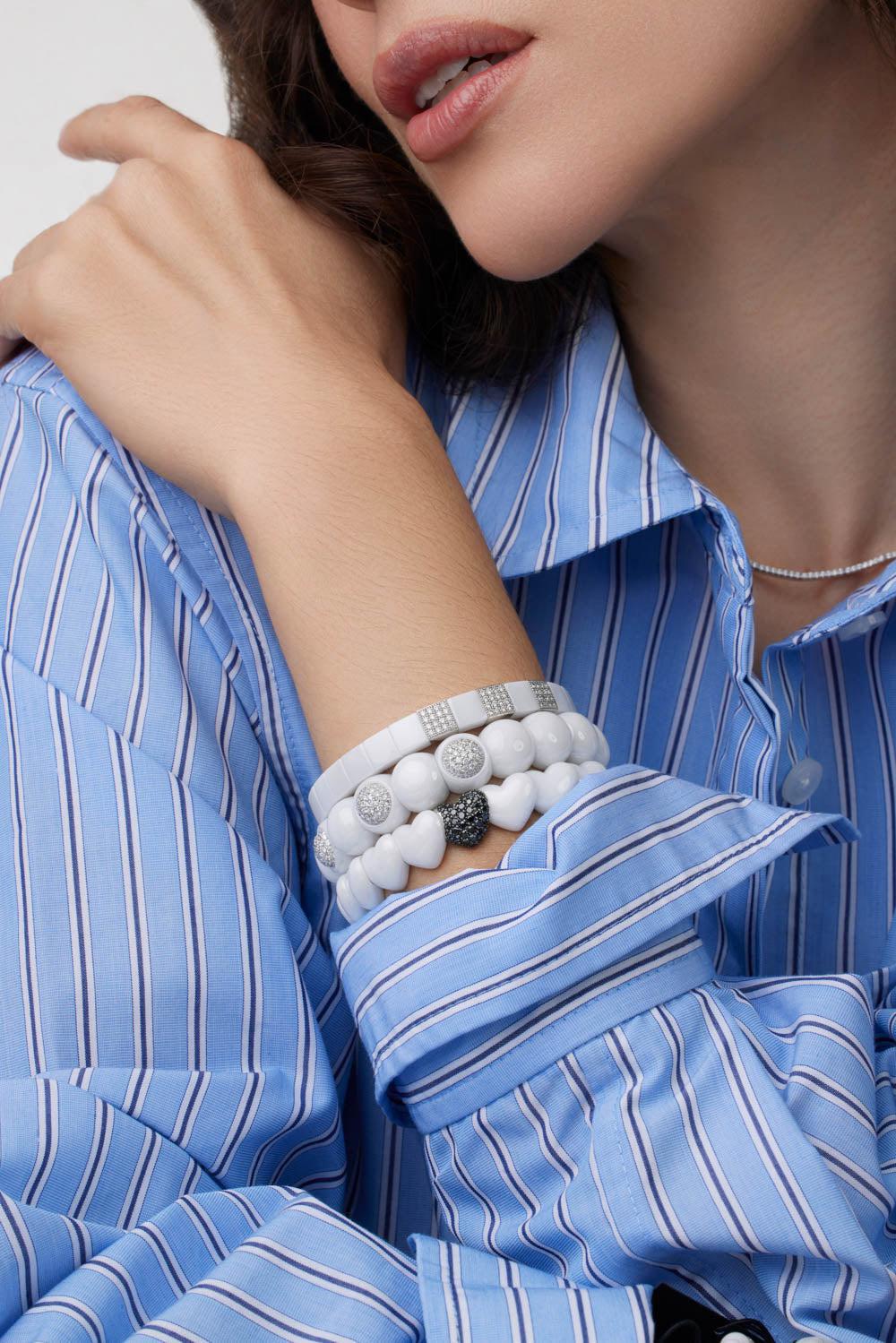 Matte Black Ceramic Diamond Pave Heart Bracelet - Image 2