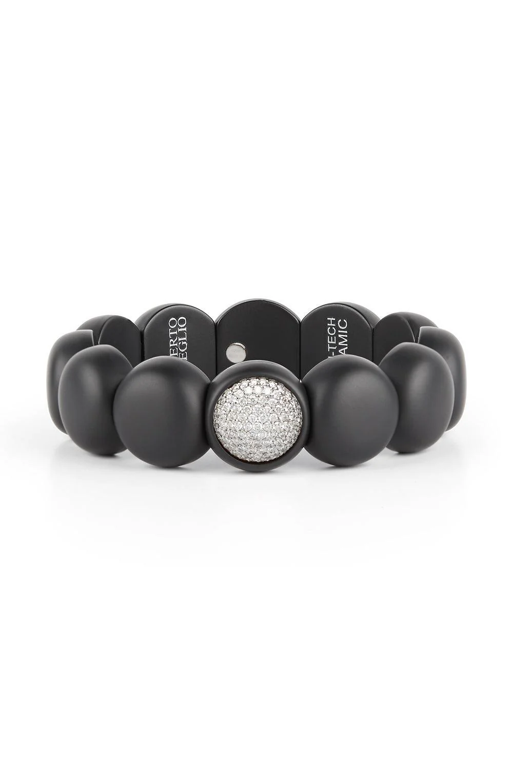Matte Black Ceramic Diamond Section Dama Stretch Bracelet