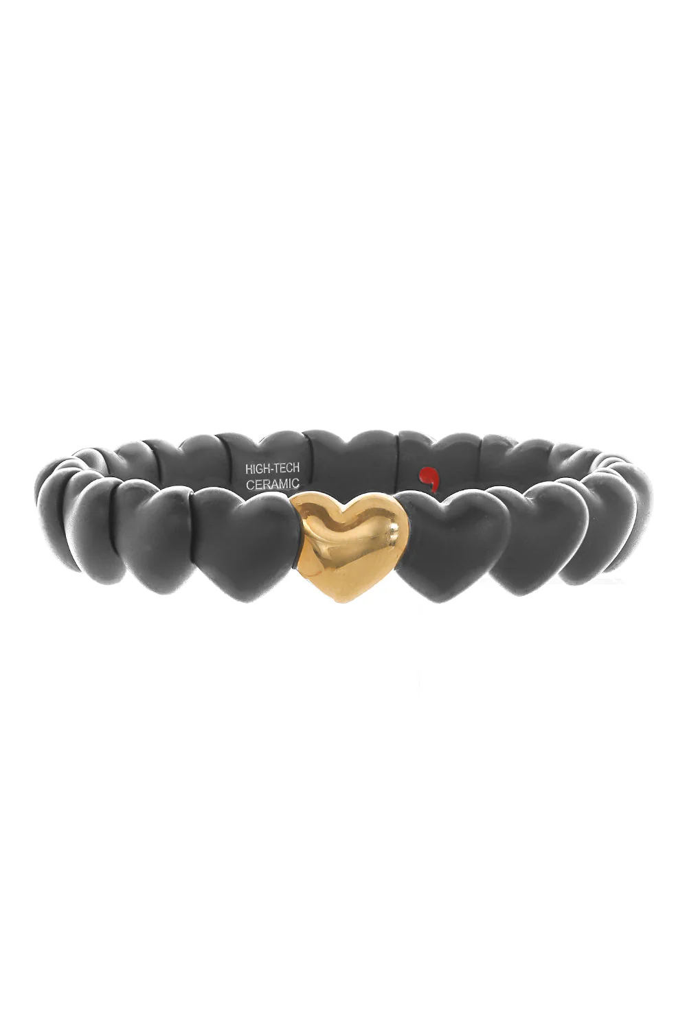Matte Black Ceramic Gold Heart Bracelet