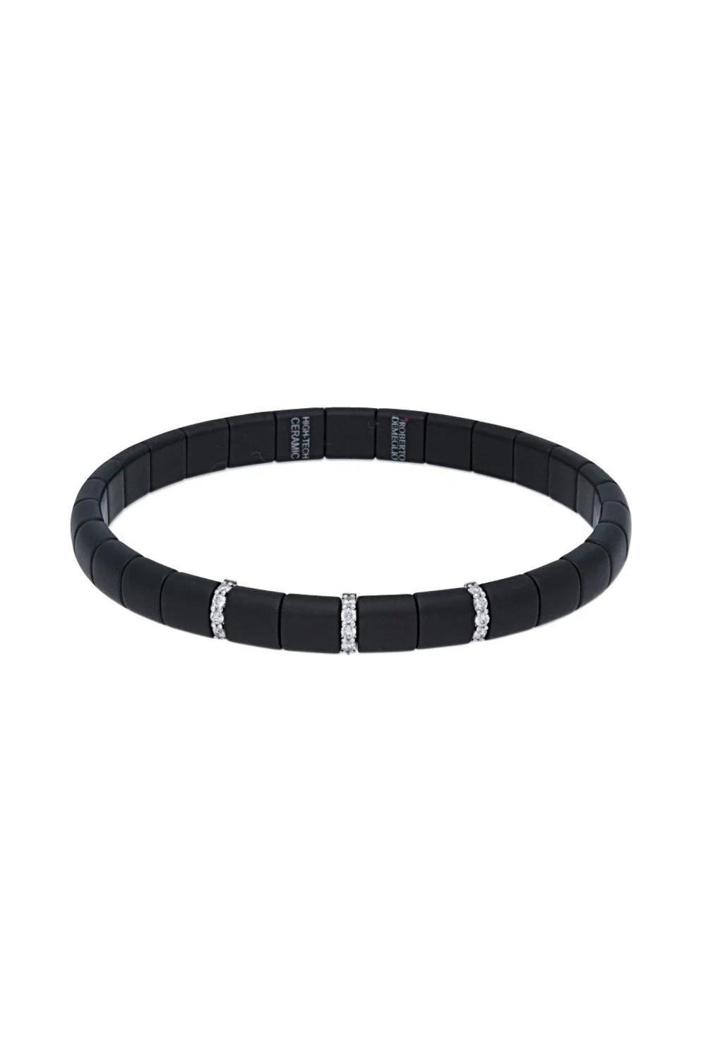 Matte Black Ceramic Three Diamond Pura Bracelet