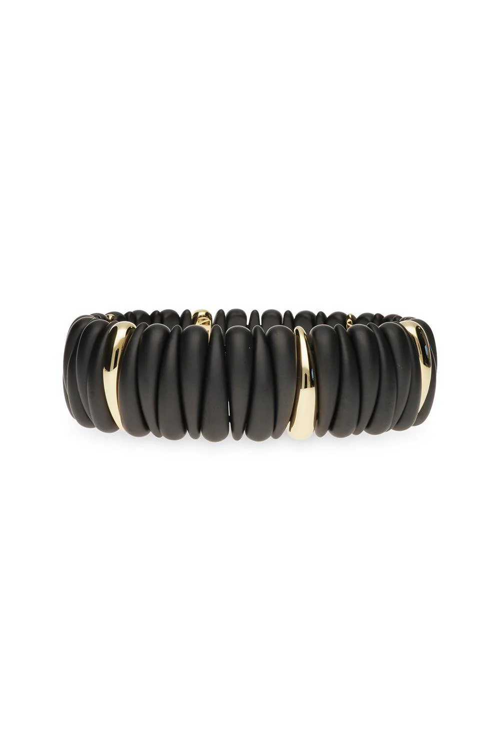 Matte Black Gold Station Artiglio Stretch Bracelet