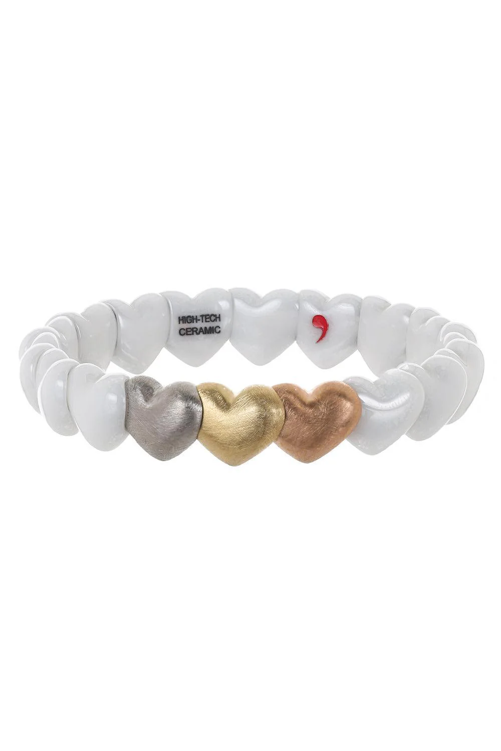 Mixed Metal Heart Ceramic Eternity Bracelet