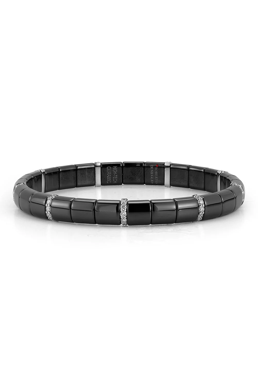 Nine Diamond Gold Black Ceramic Pura Stretch Bracelet