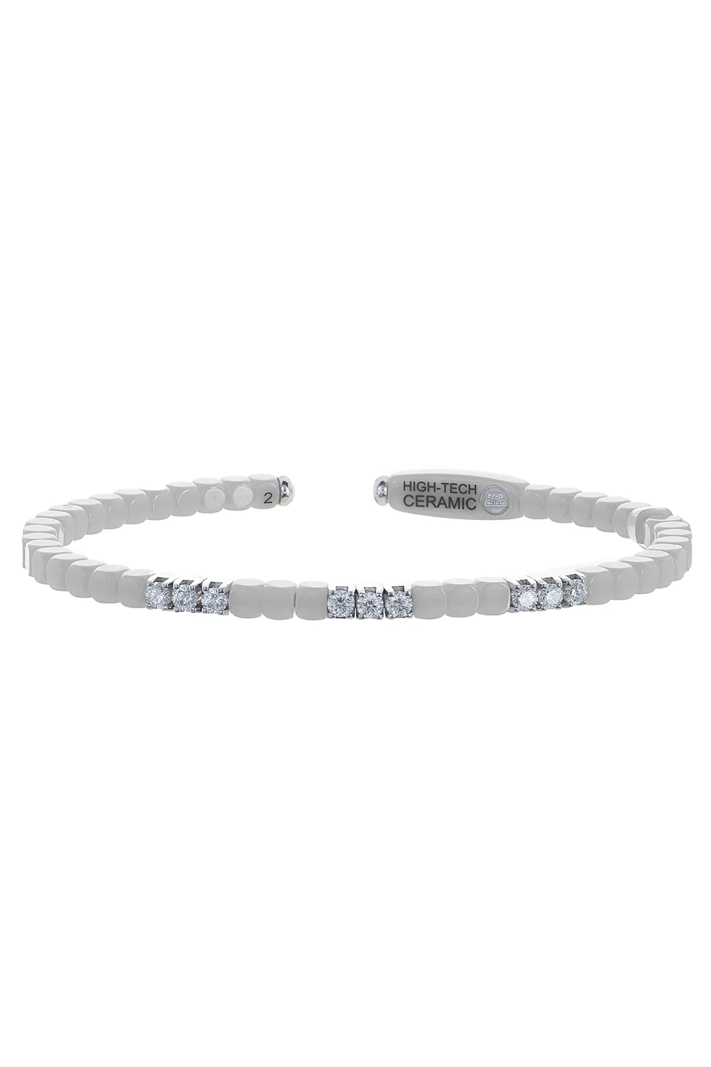 Nine Diamond Station White Dado Cuff Bracelet