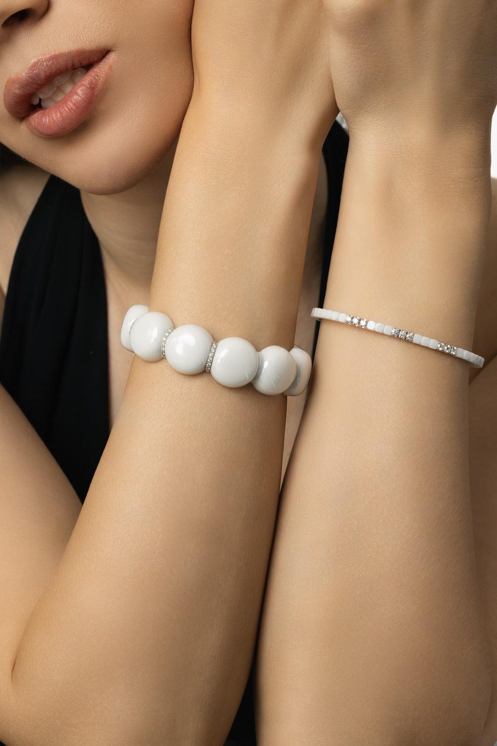 Nine Diamond Station White Dado Cuff Bracelet - Image 2