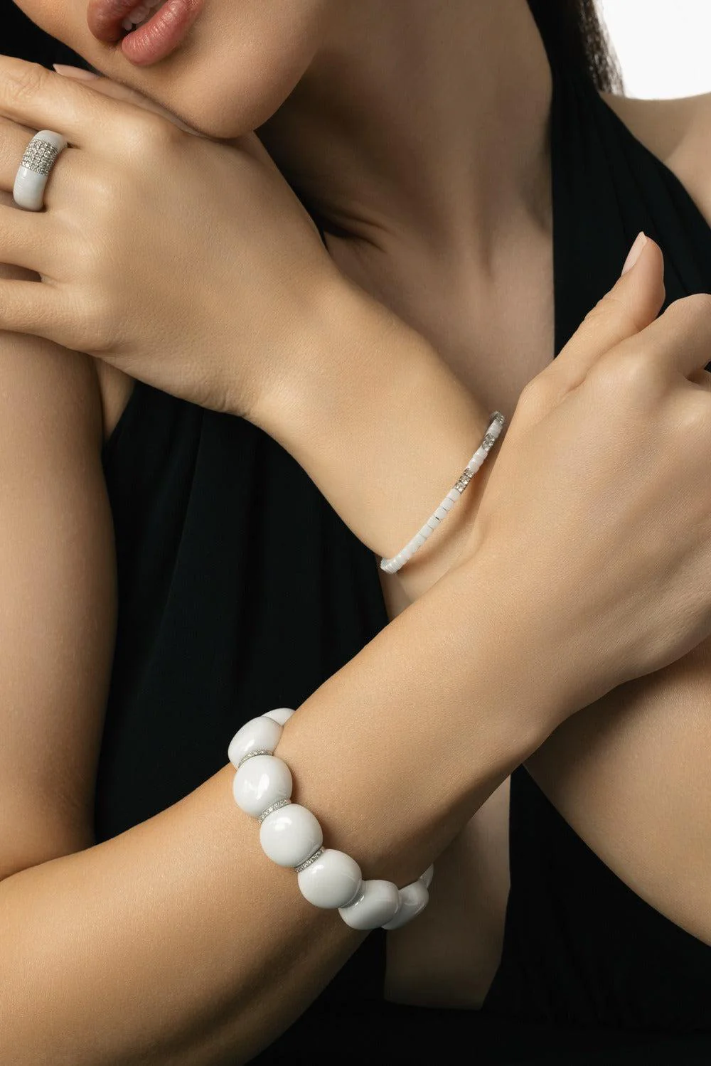 Nine Diamond Station White Dado Cuff Bracelet - Image 3