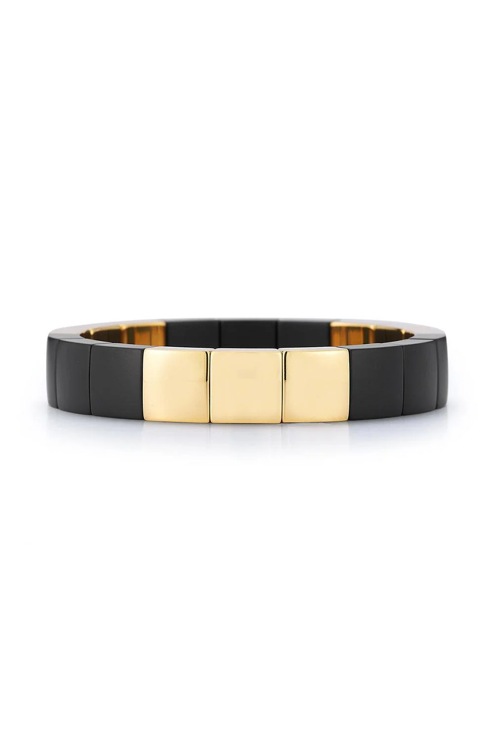 Nine Square Matte Black Aura Stretch Bracelet