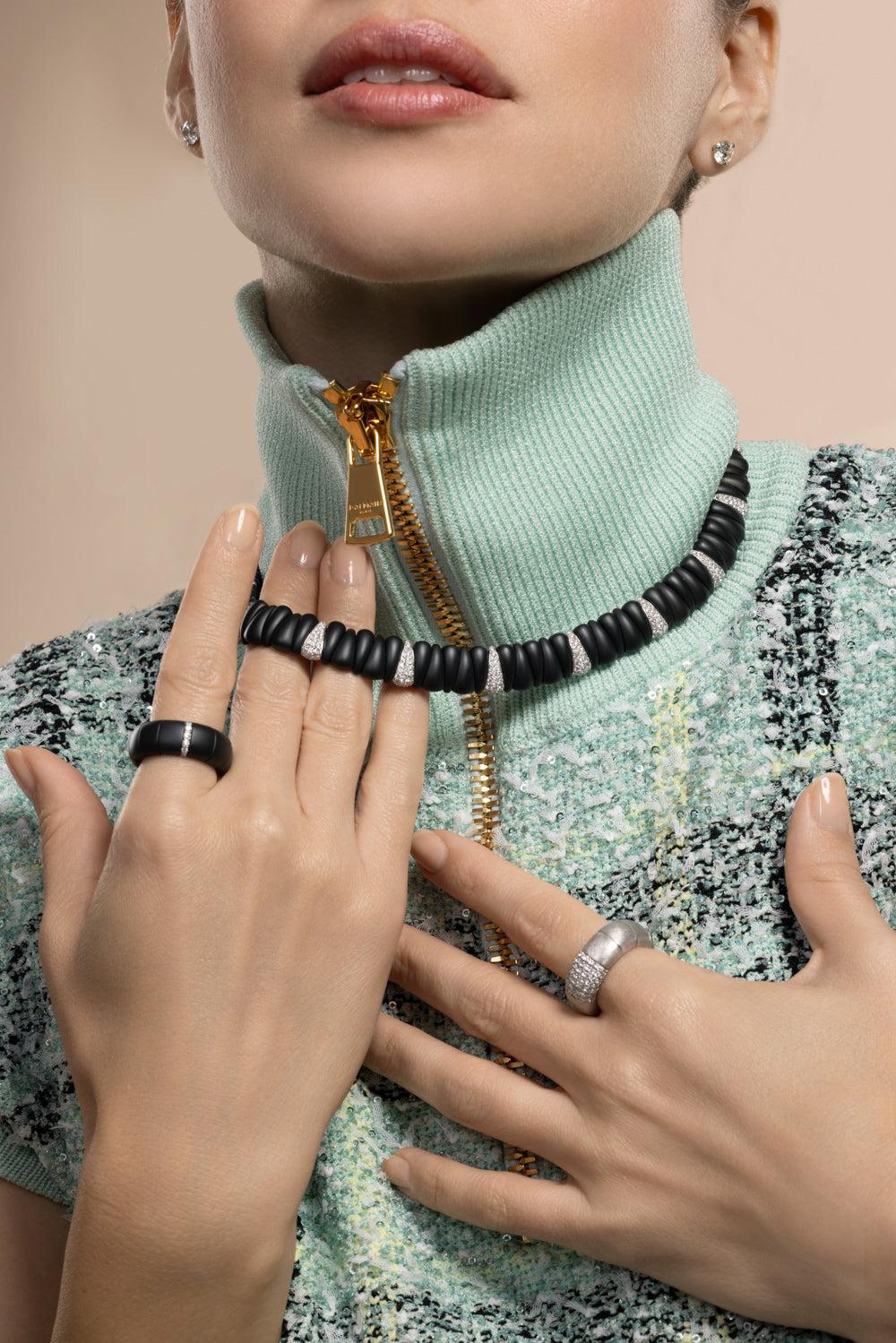 One Diamond Bar Matte Black Pura Stretch Ring - Image 2