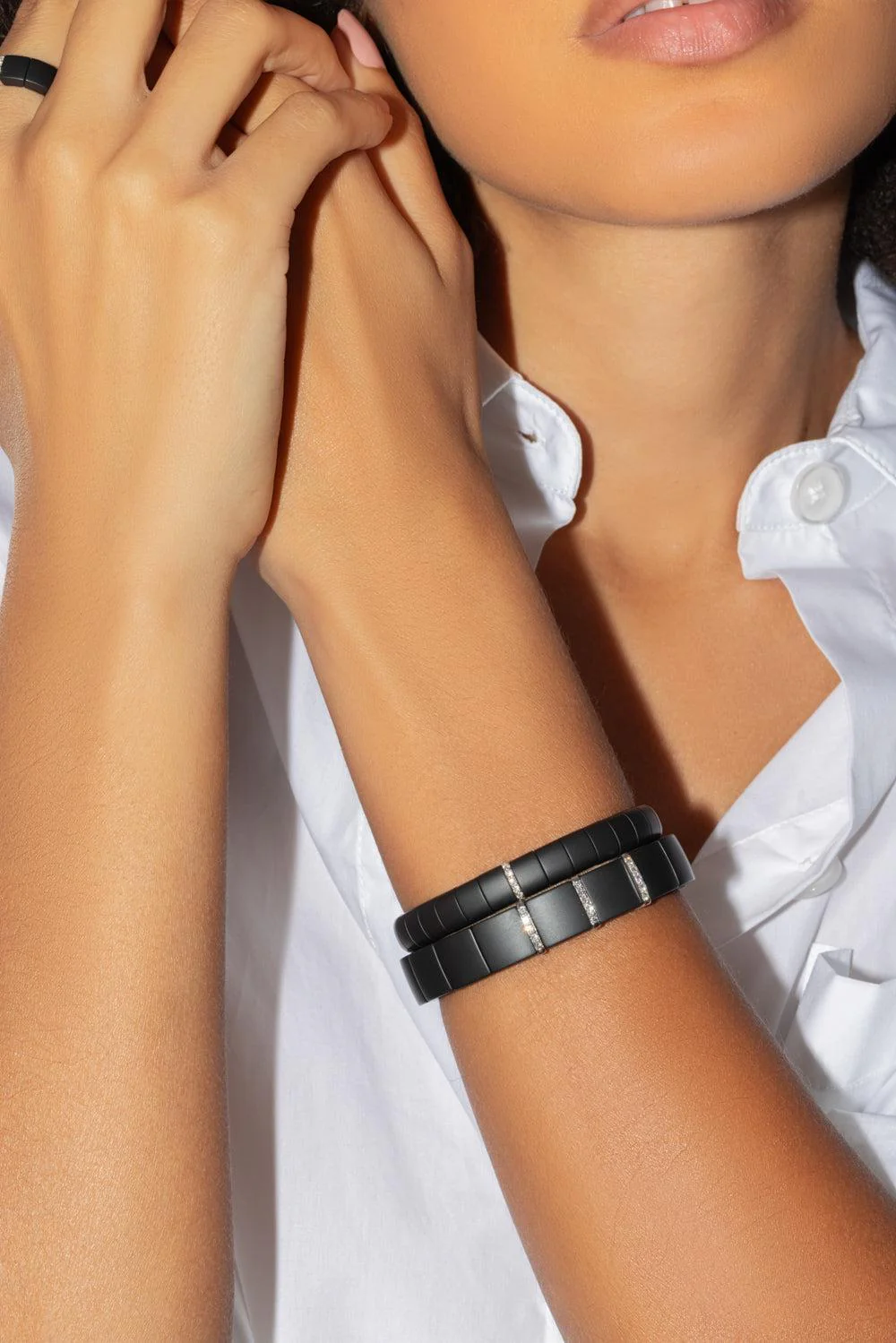 One Diamond Scacco Black Ceramic Bracelet - Image 2