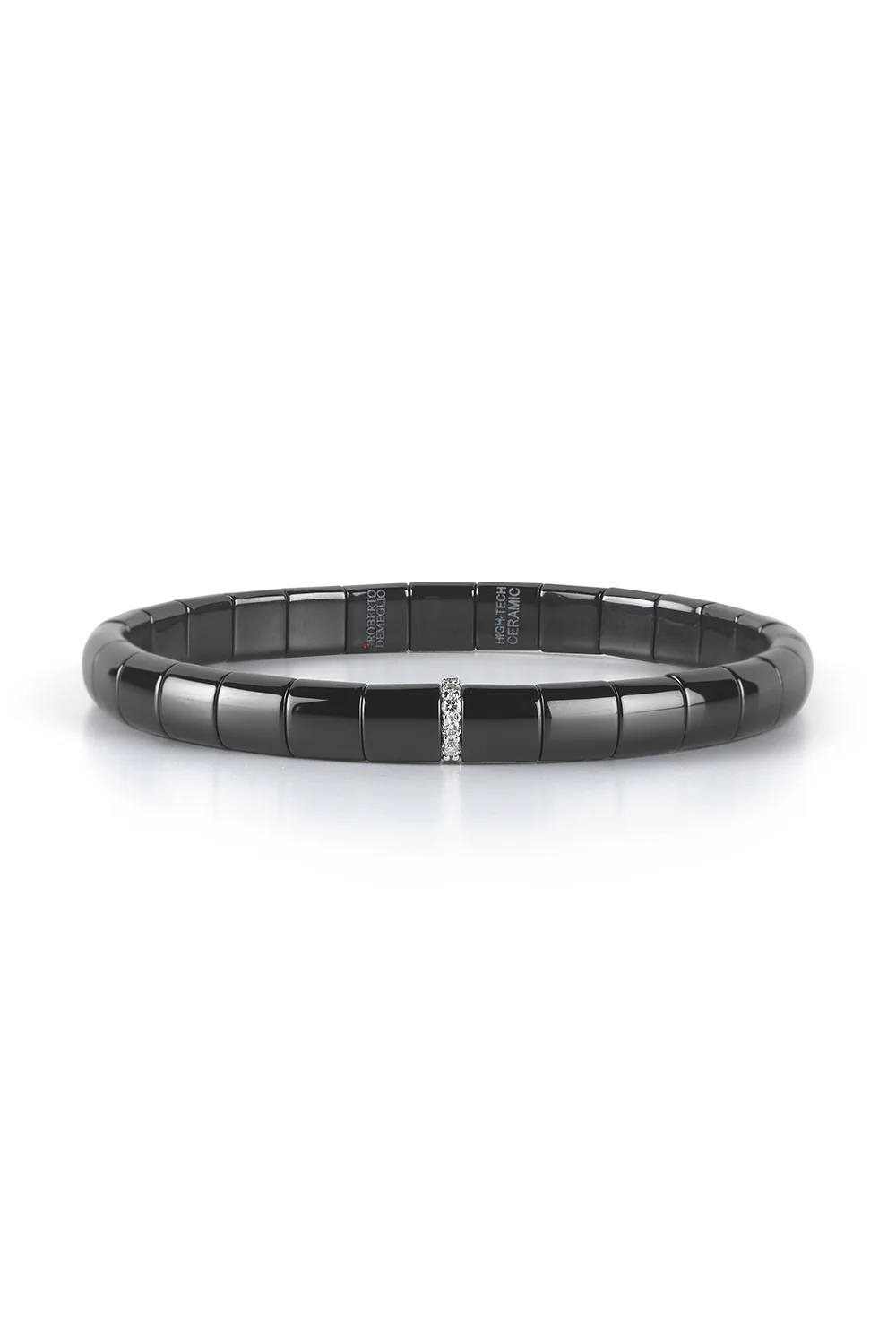 One Diamond Section Black Pura Stretch Bracelet