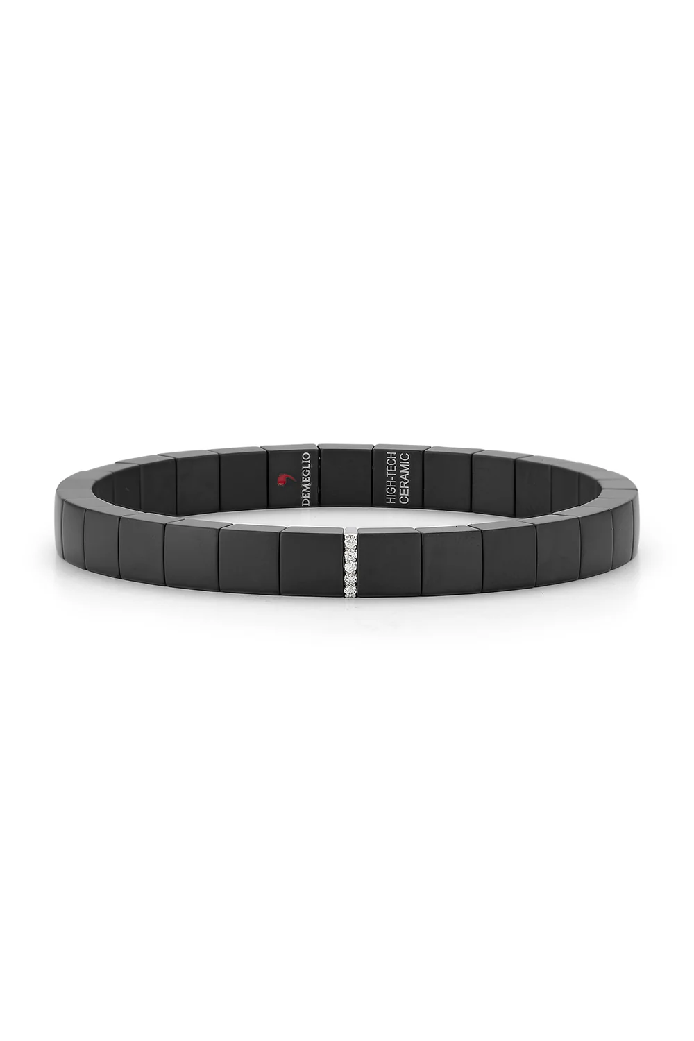 One Diamond Square Matte Black Scacco Stretch Bracelet