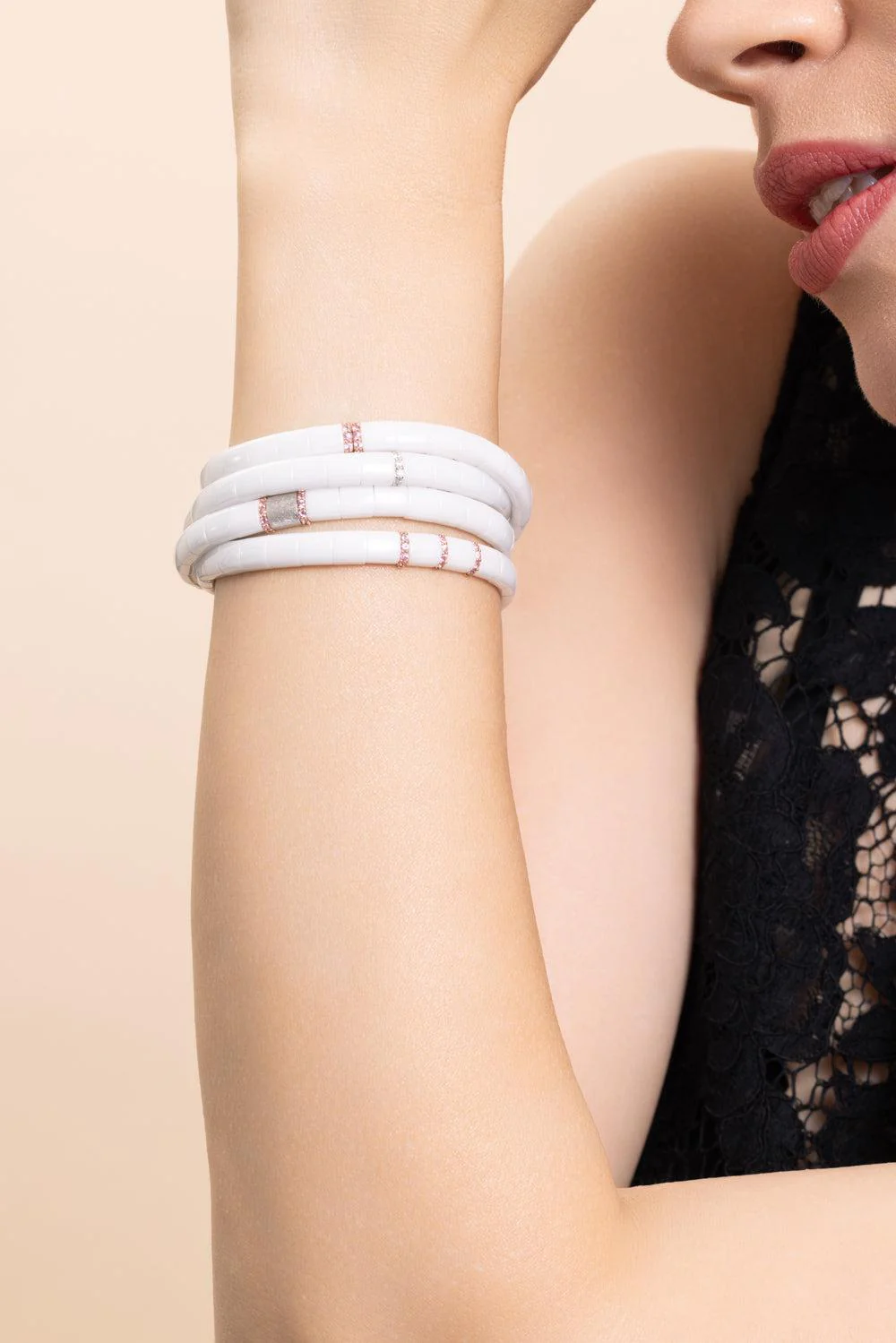 One Diamond White Stretch Bracelet - Image 4