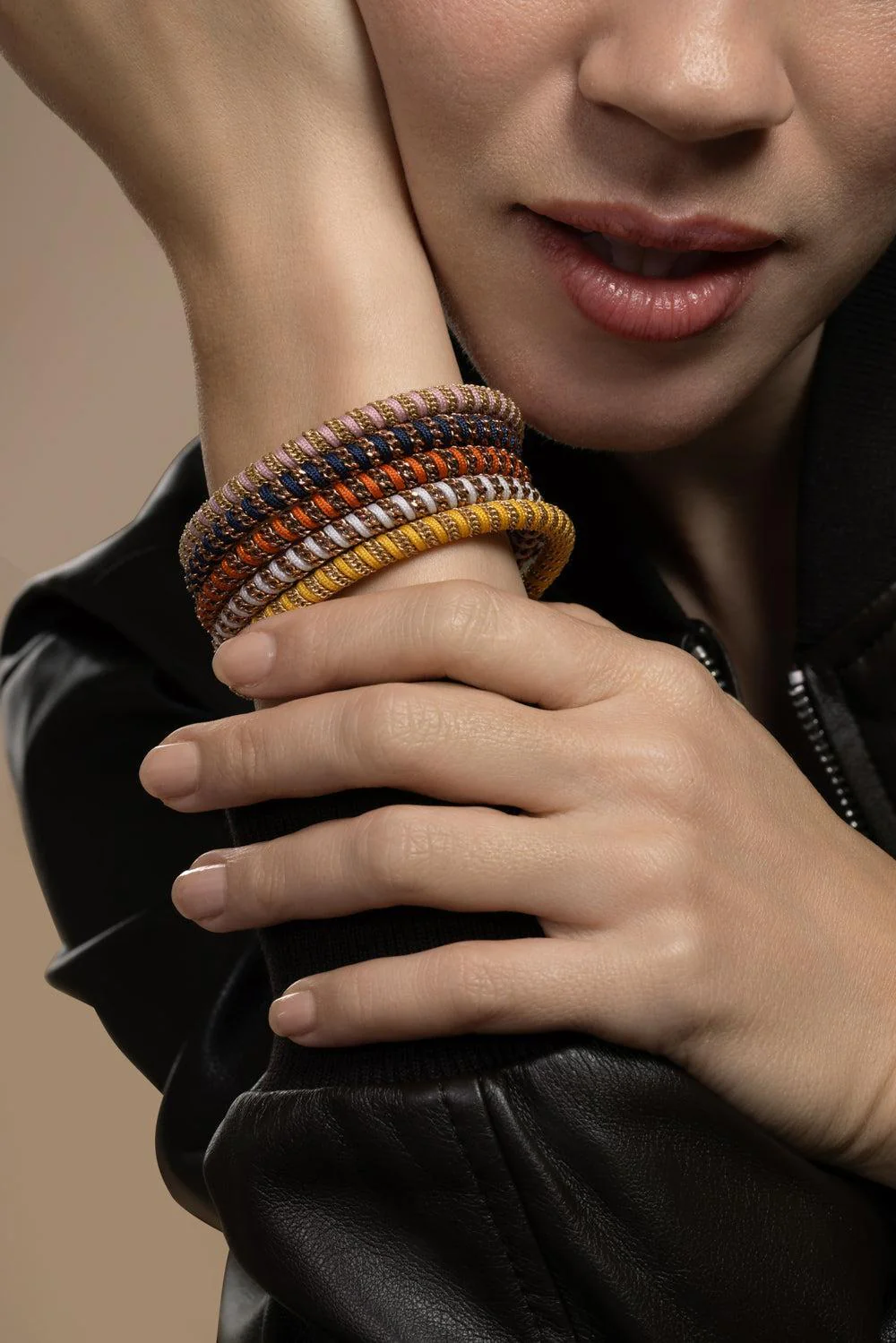 Orange Gio Stretch Bracelet - Rose Gold - Image 4