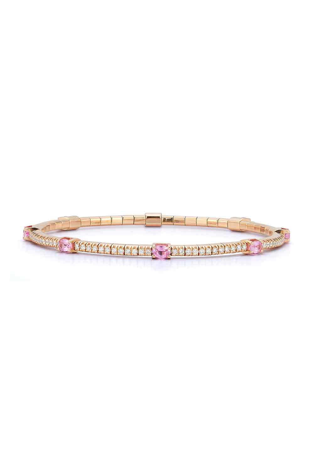 Oval Pink Sapphire Round Diamond Extensible Bracelet