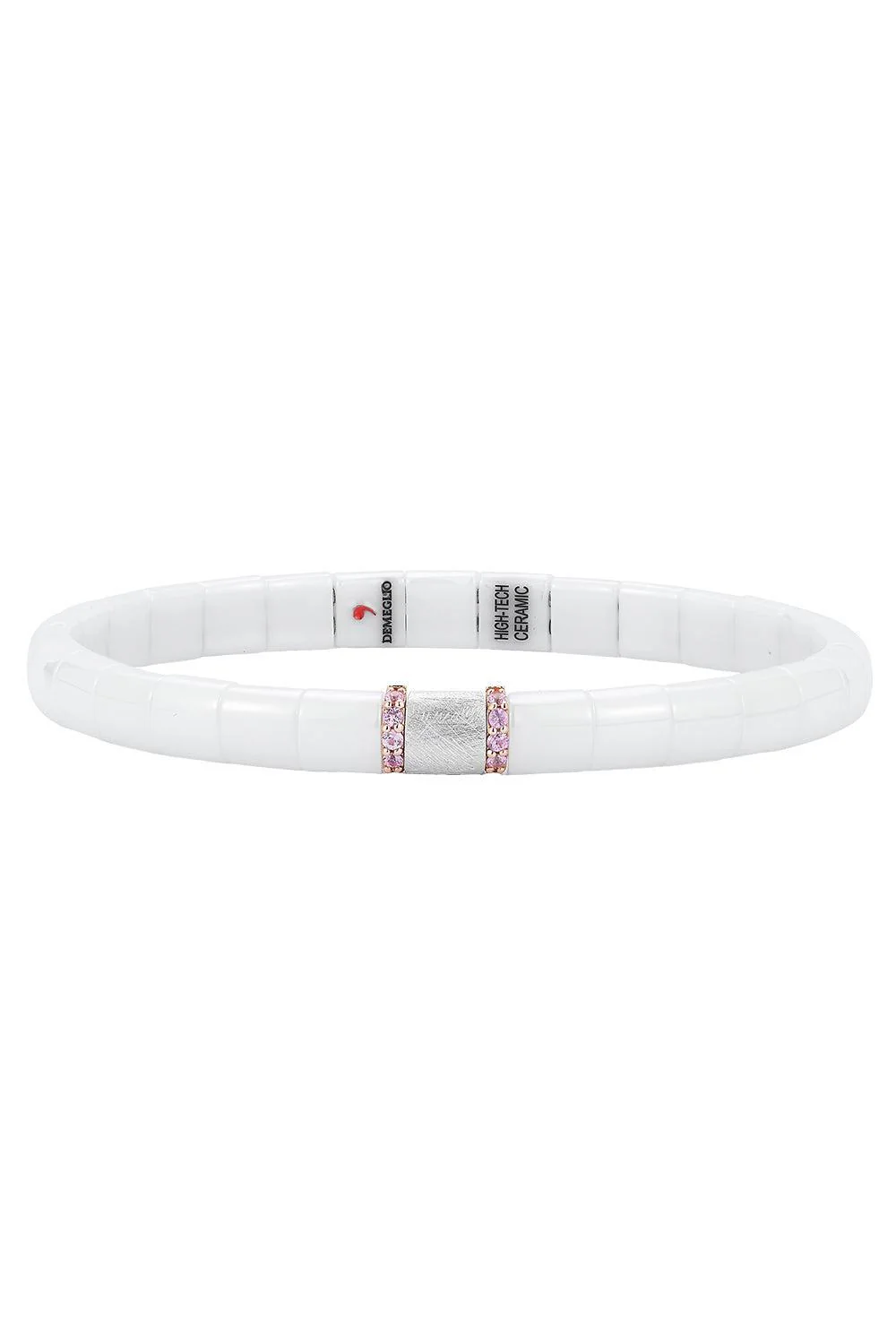 Pink Sapphire Matte White Stretch Bracelet