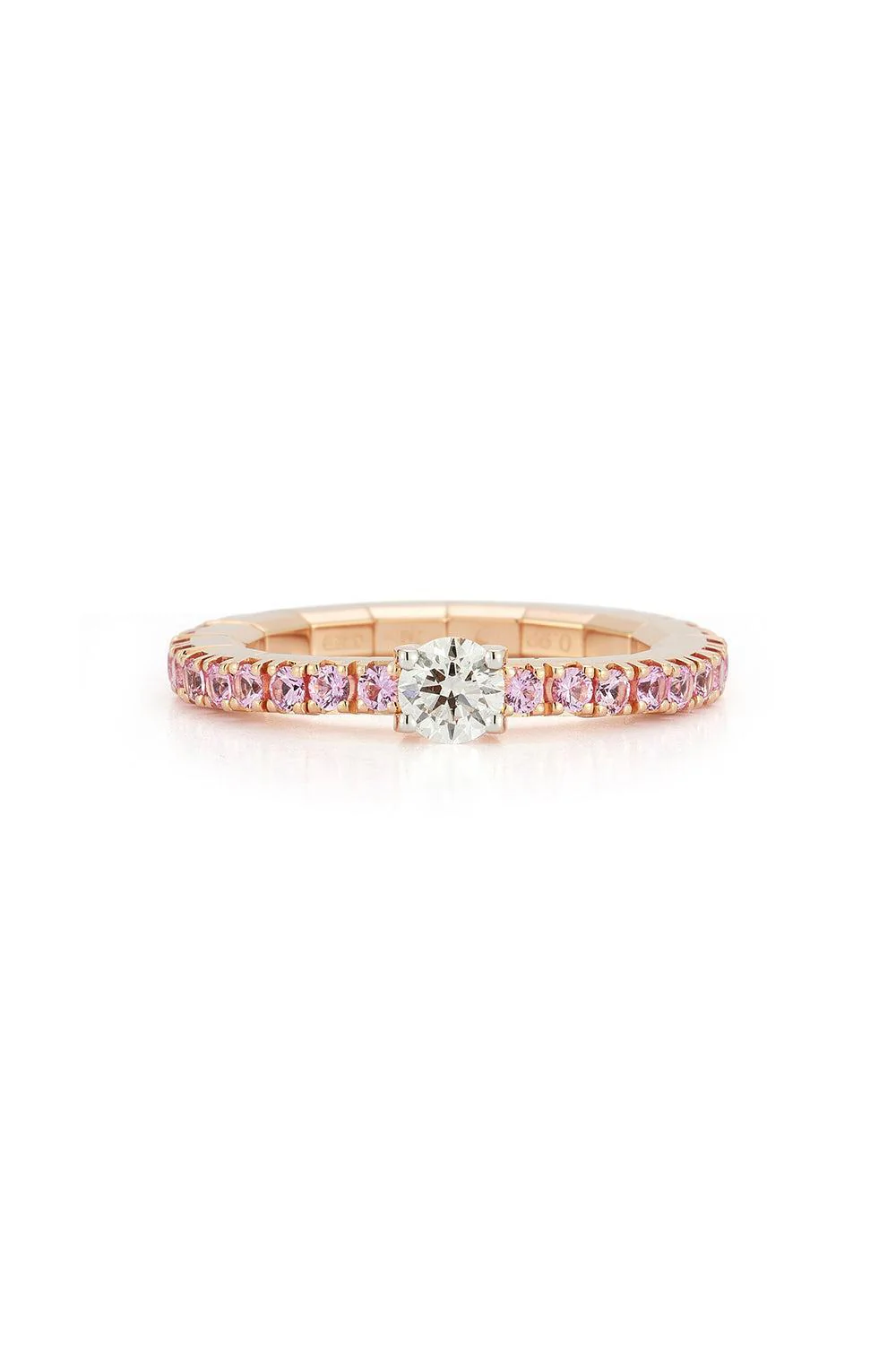 Pink Sapphire Round Diamond Stretch Ring