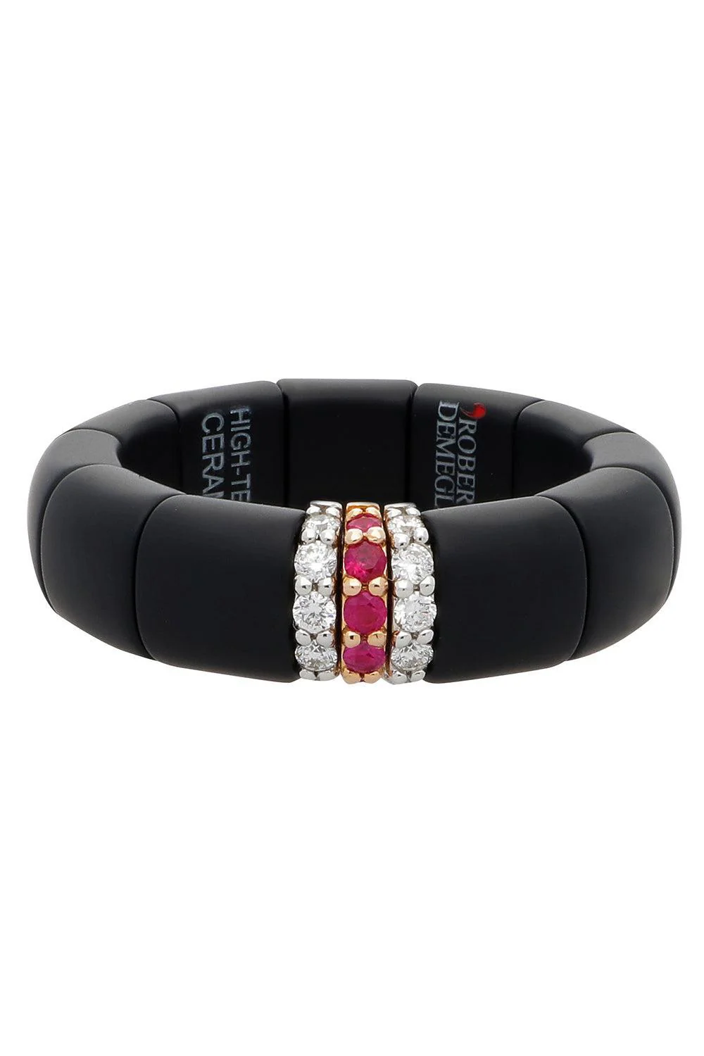 Ruby Diamond Pura Matte Black Ceramic Ring