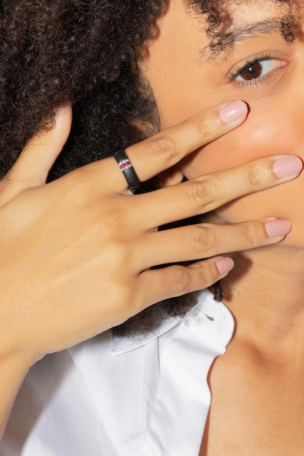Ruby Diamond Pura Matte Black Ceramic Ring - Image 4