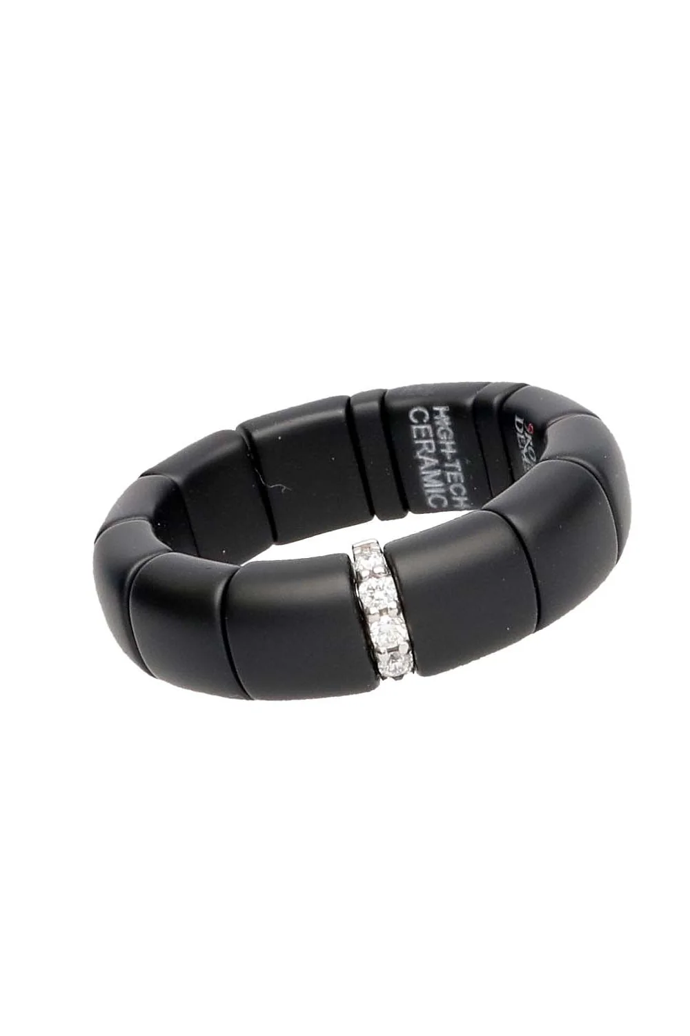 Pura Matte Diamond Bar Black Ceramic Stretch Ring