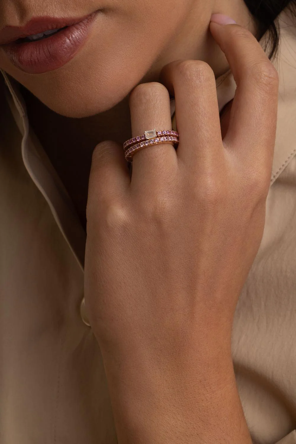 Red Ruby Eternity Stretch Ring - Image 3