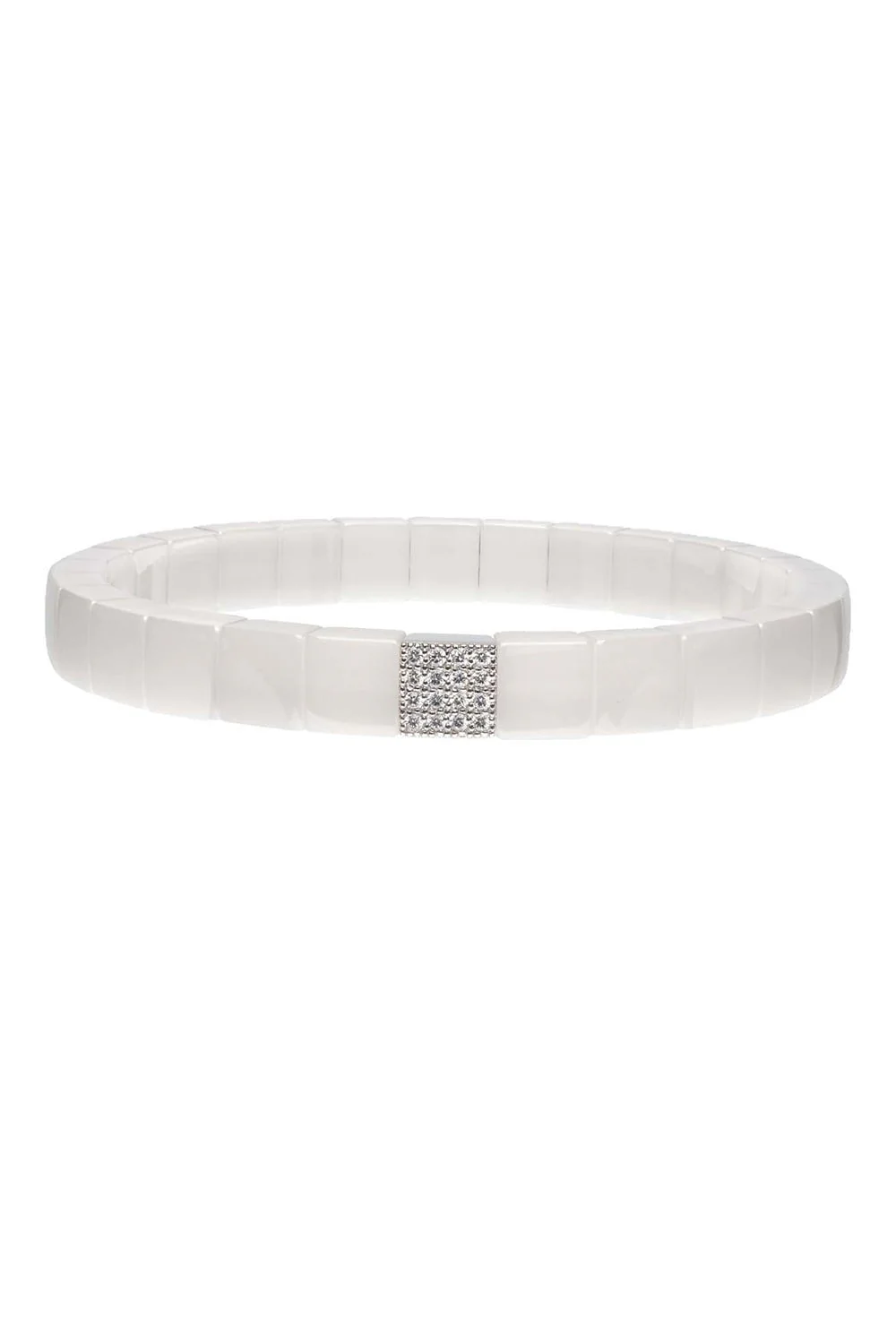 Scacco White Ceramic Stretch Bracelet