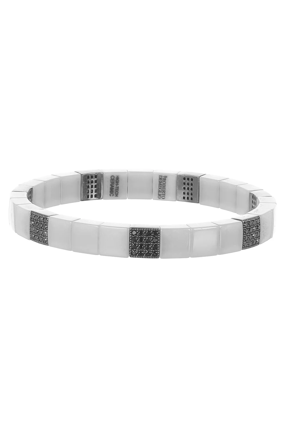 Seven Diamond Station Scacco Ceramic Stretch Bracelet