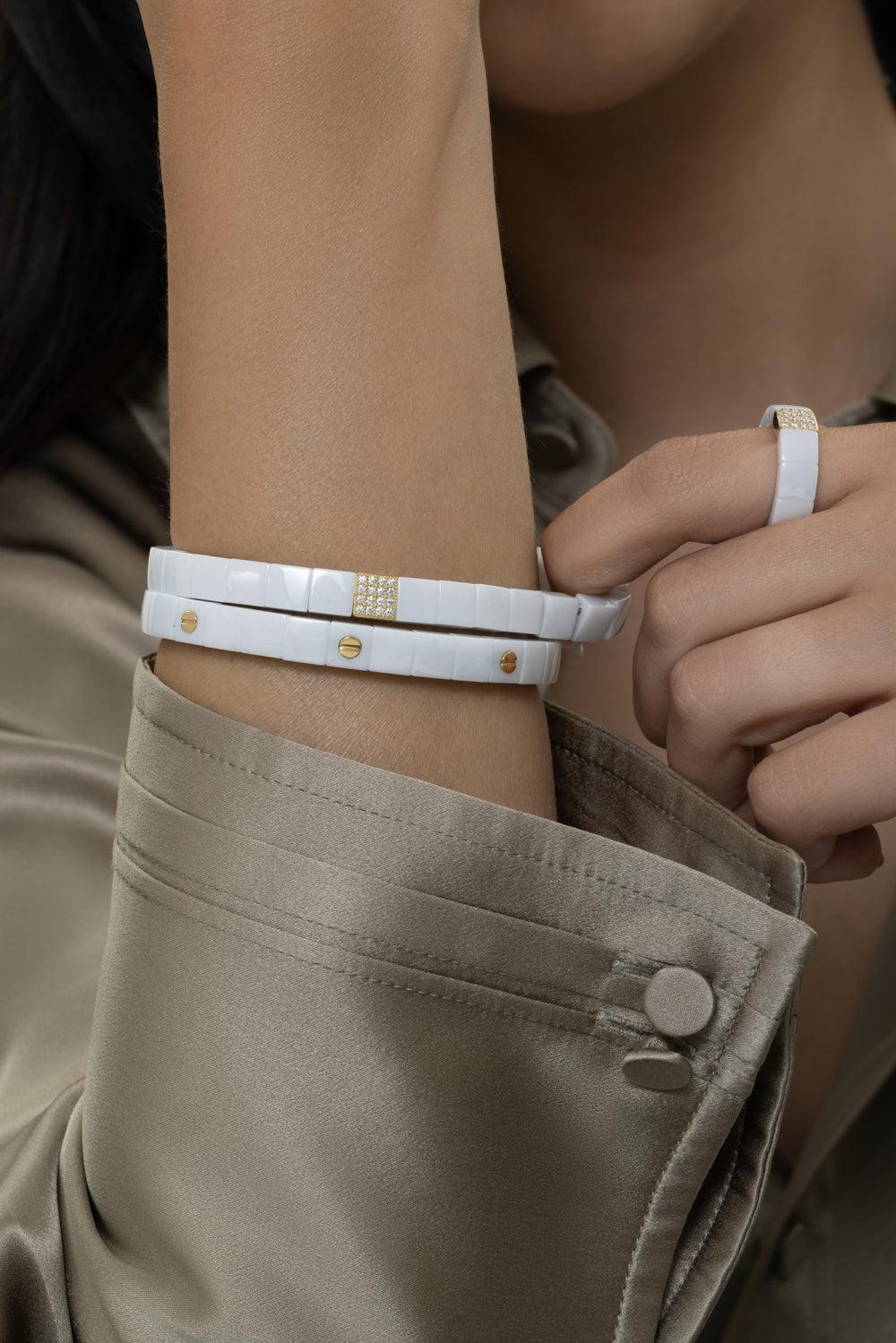 Seven Screw White Scacco Vite Bracelet - Image 2