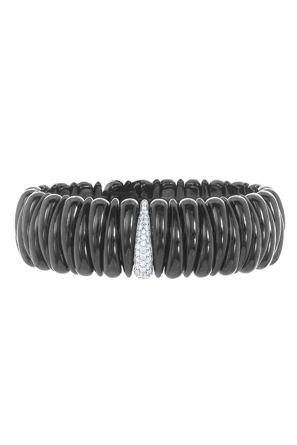 Shiny Black Diamond Station Artiglio Stretch Bracelet