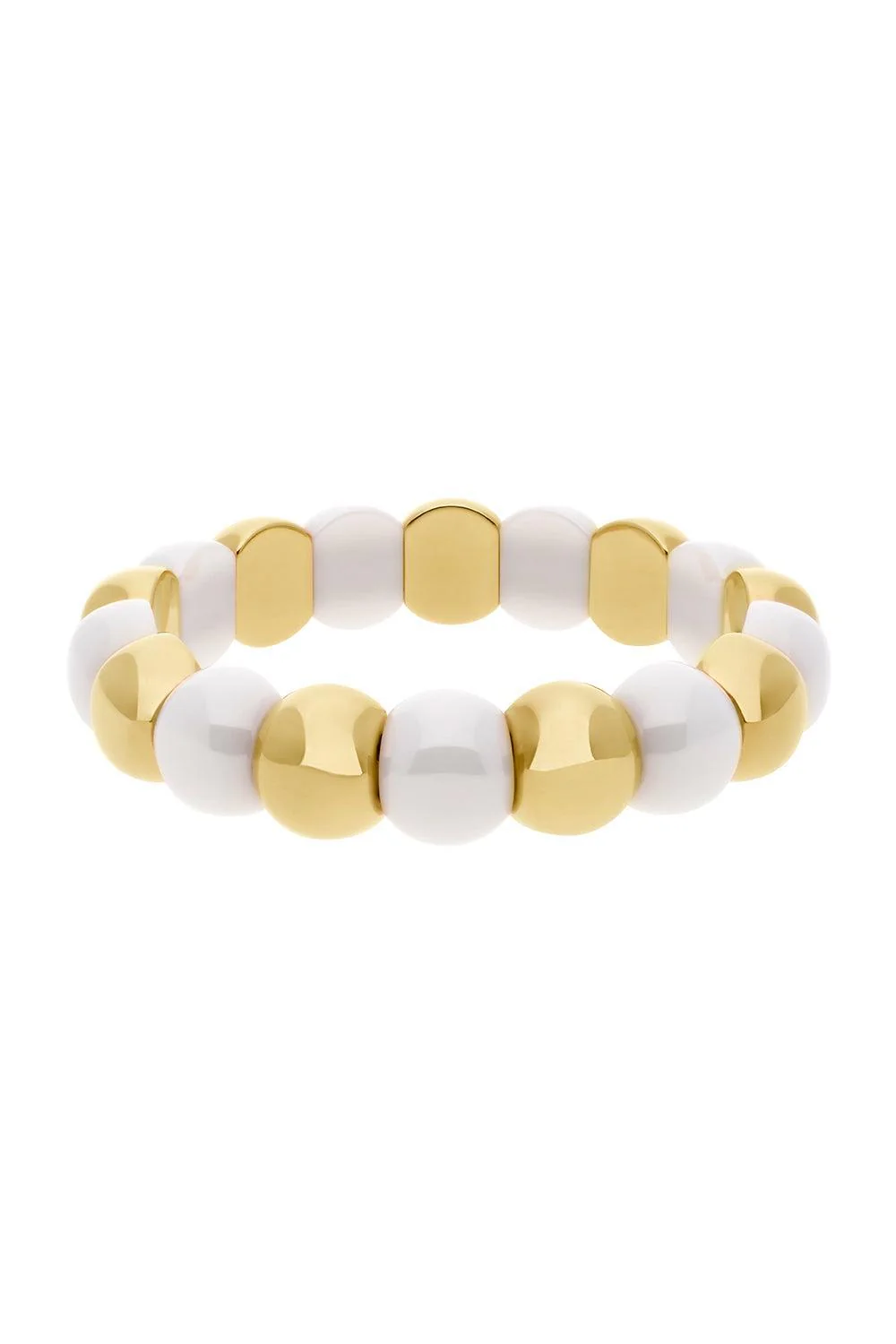 Small Aura White Dama Beaded Stretch Bracelet