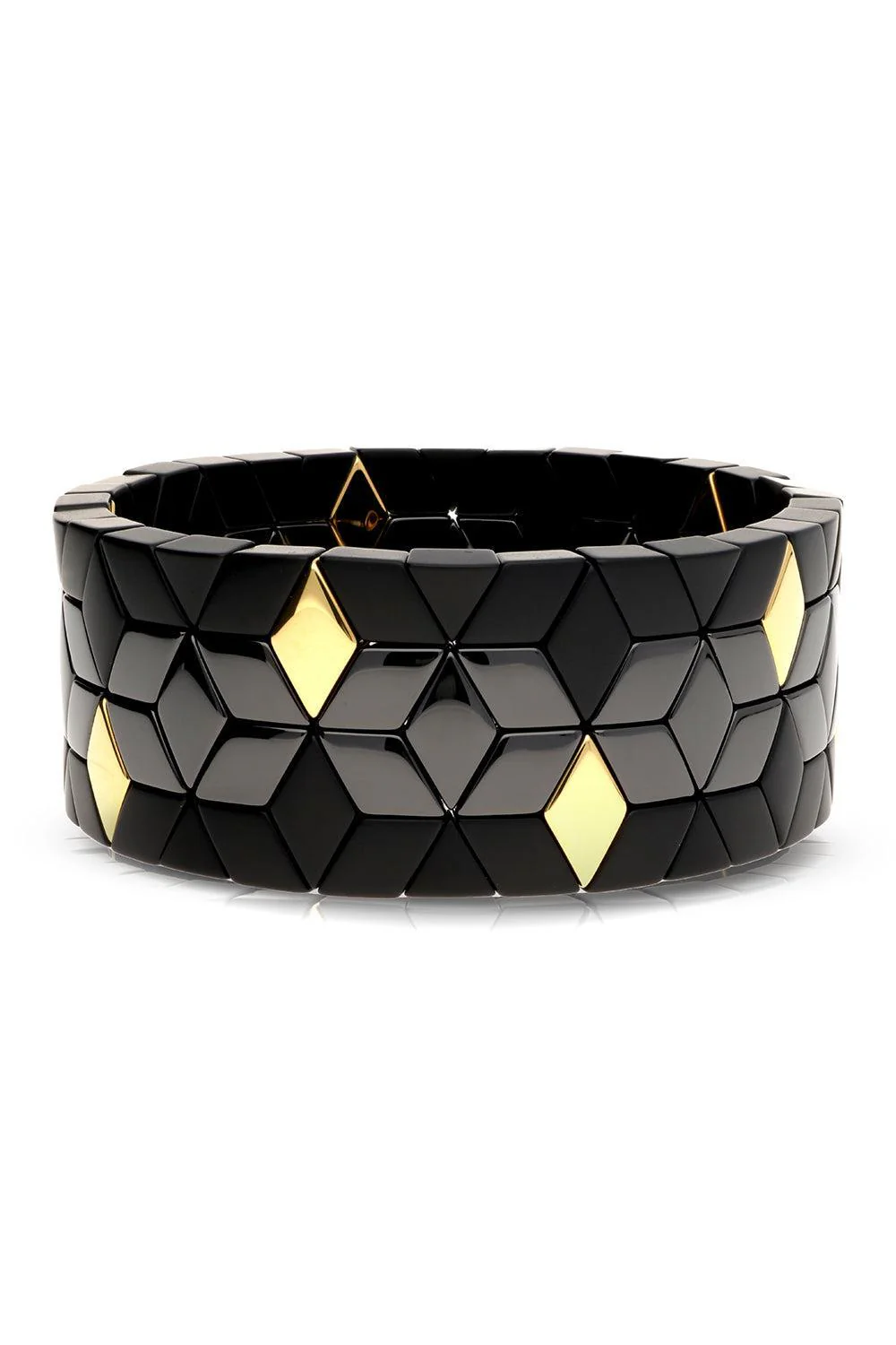 Ten Station Black Cube Stretch Bracelet