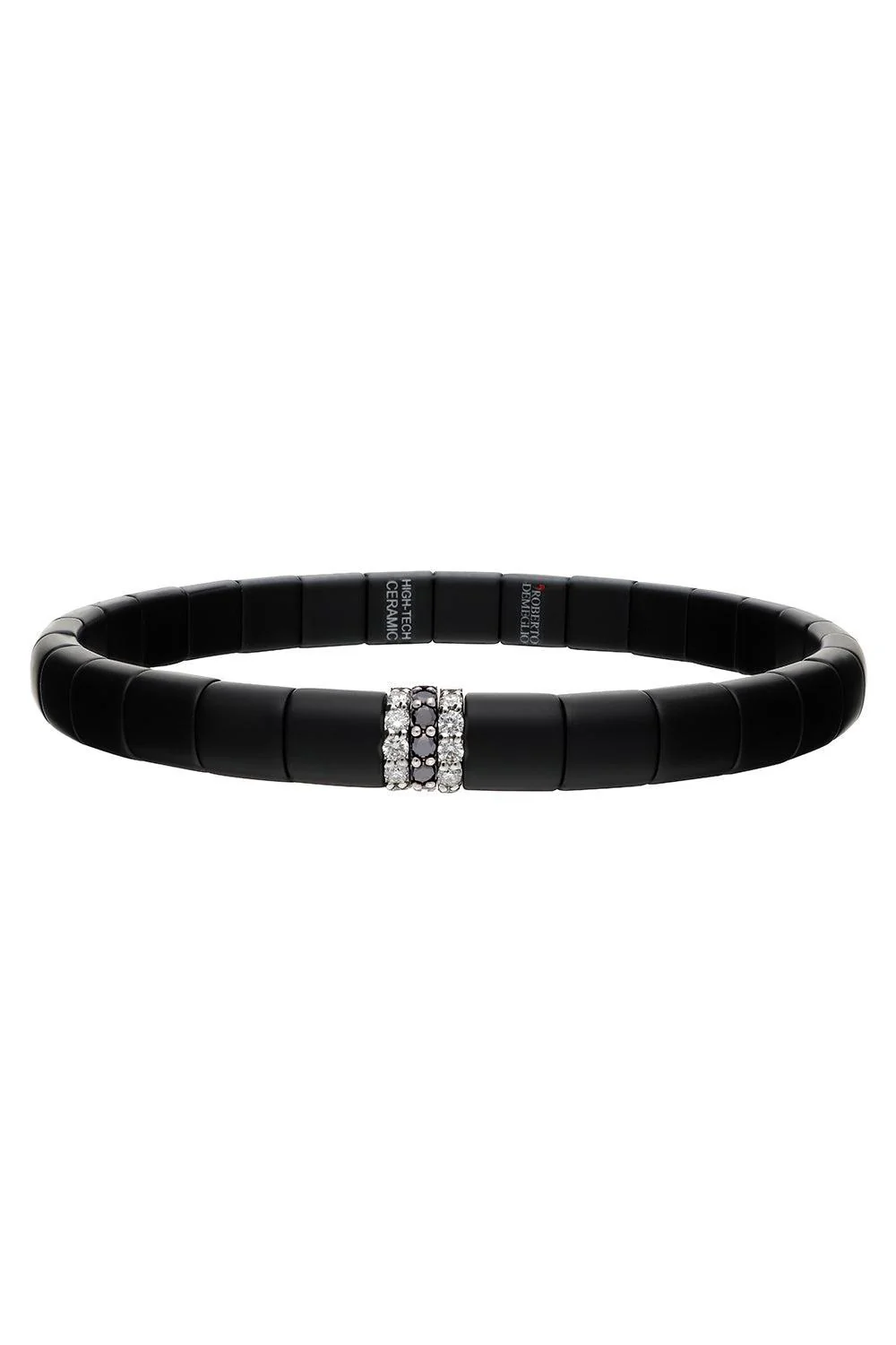 Three Diamond Bar Matte Black Pura Stretch Bracelet