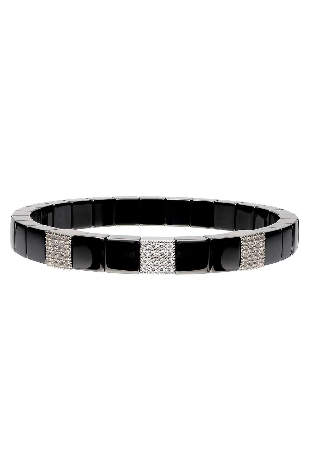 Three Diamond Black Ceramic Scacco Bracelet