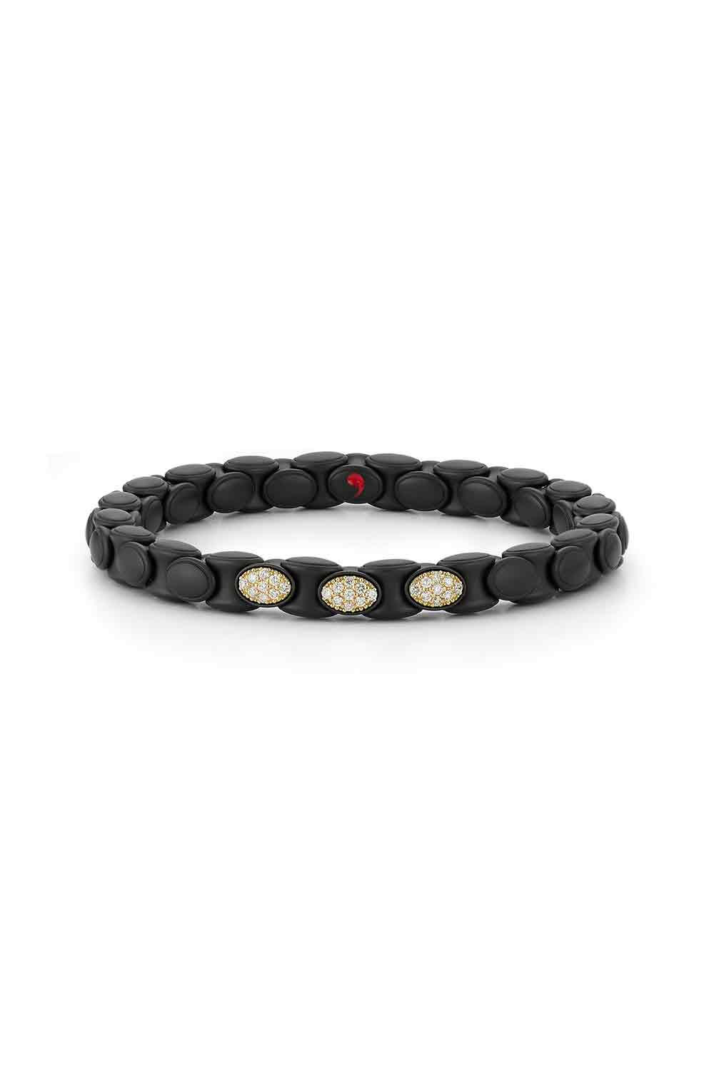 Three Diamond Matte Black Anaconda Bracelet
