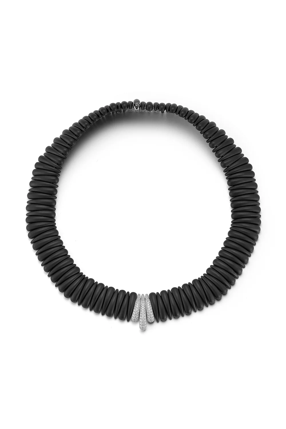 Three Diamond Station Small Matte Black Artiglio Necklace