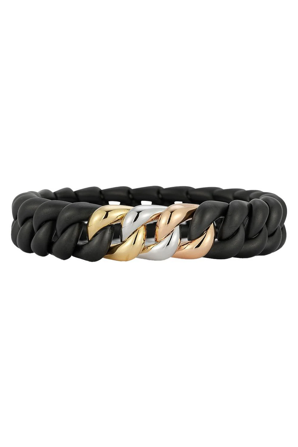 Three Link Matte Groumette Stretch Bracelet